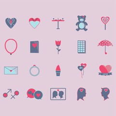 Canvas Print - set of valentine icons