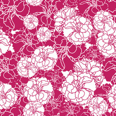 Wall Mural - abstract hand drawn floral on scarlet background seamless pattern design
