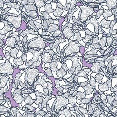 Wall Mural - abstract doodle floral on purple background seamless pattern design