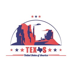 Sticker - texas state map with rock formation