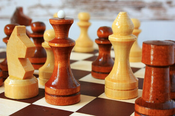 Chess pieces on a chessboard