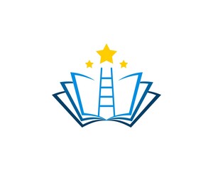Wall Mural - Education book with ladder and star