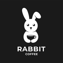 Wall Mural - coffee rabbit, pictorial logo design template	