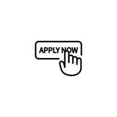 Poster - Apply now button with hand cursor. Vector on isolated white background. EPS 10.