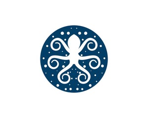 Sticker - Blue circle shape with octopus inside