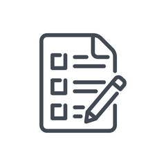 Poster - Checklist line icon. Document with Pencil vector outline sign.