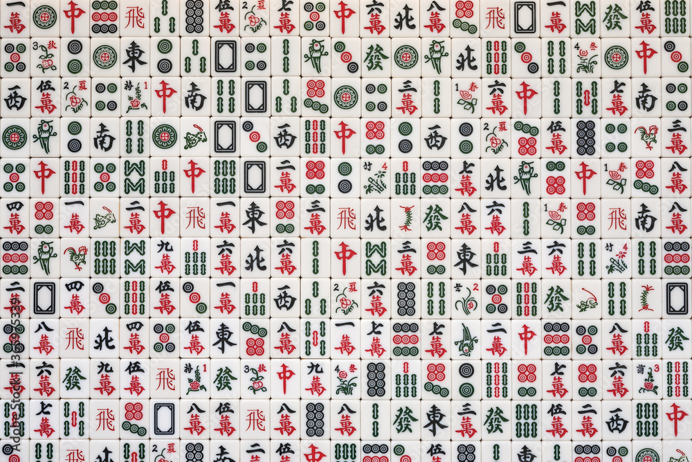 Mahjong Stack Patterns stacked mahjong tiles background Stock Photo | Adobe Stock