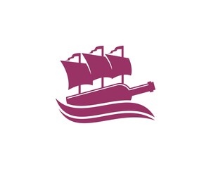 Sticker - Sail ship with wine bottle