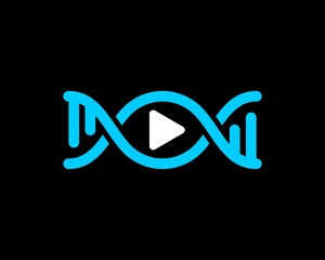 Wall Mural - DNA symbol with media play button inside