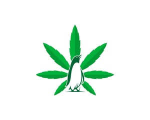 Canvas Print - Cannabis leaf with penguin in the middle