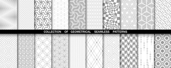 Geometric set of seamless gray and white patterns. Simple vector graphics.