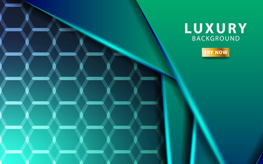 luxury abstract premium green vector background banner with blue line.overlap layers with paper effe