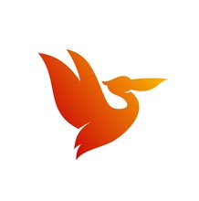 Pelican Flying Silhouette Vector Logo