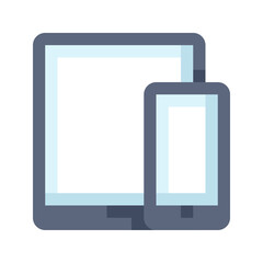 Poster - Tablet and Mobile Phone flat icon. Device and Gadget vector flat color sign.