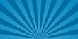 © Wise ant - Comic starburst. Blue background with sunburst. Retro radial rays with bright effects for book. Blue pop abstract texture with sunbeam. Burst of lightning in the sky. Graphic lines from 70s. Vector