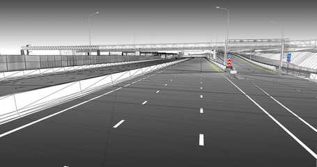 Wall Mural - the bim model of road infrastructure and underground urban utilities