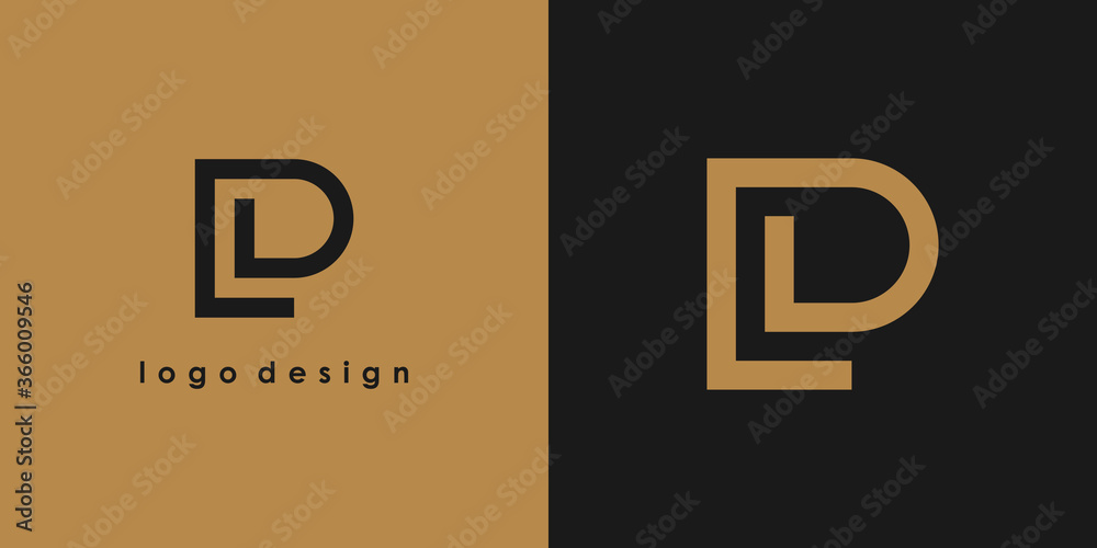 Abstract Initial Letter L and P Linked Logo. Gold Linear Style isolated on Double Background. Usable for Business, Technology and Branding Logos. Flat Vector Logo Design Template Element - obrazy, fototapety, plakaty 