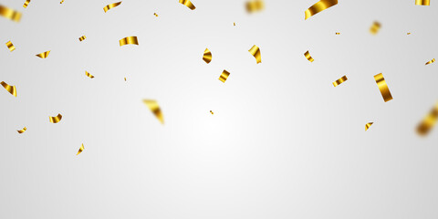Wall Mural - confetti gold celebration background template with ribbons. luxury greeting rich card.