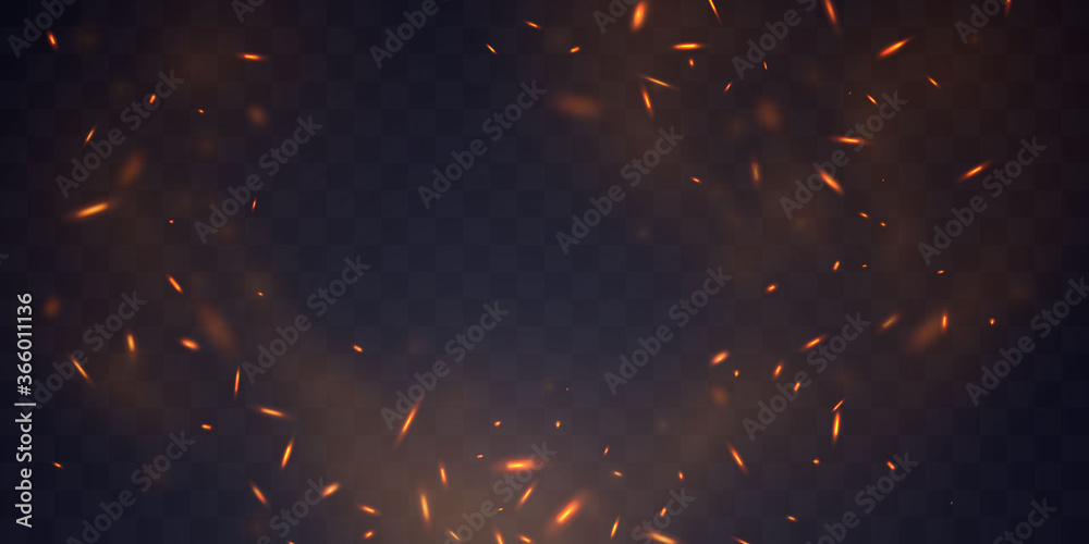 Burning red hot sparks realistic fire flames abstract background - obrazy, fototapety, plakaty 