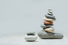 Zen Stones Isolated Over Grey 