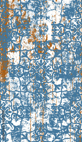 Old beat up damask design. Classical royal texture. Luxury ornament