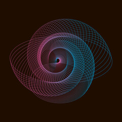 Wall Mural - Spirograph abstract element on a black background.