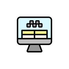 Poster - Reservation, computer icon. Simple color with outline vector elements of taxi service icons for ui and ux, website or mobile application