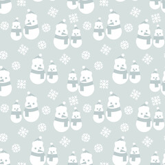 White Christmas Snowman seamless pattern background for website graphics, fashion textile