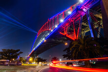 Sydney Harbour Bridge With Light Installation During Vivid Sydney