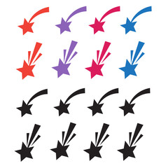 Wall Mural - Shooting stars. Falling star silhouettes. Star with trail