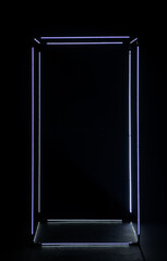 Leinwandbilder - Neon rectangle on black background