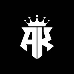 Canvas Print - ak logo monogram shield shape with crown design template