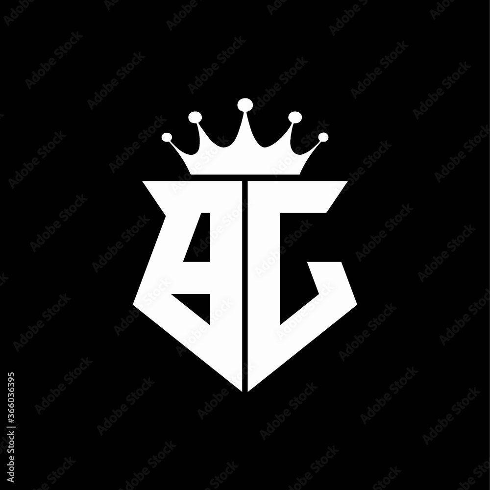 bj logo monogram shield shape with crown design template Stock Vector ...