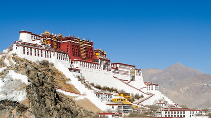 View of Potala Palace from Chakpori hill in  Lhasa, Tibet