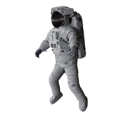 Wall Mural - astronaut flying in outer space, isolated on white background