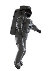 Wall Mural - astronaut flying in outer space, isolated on white background