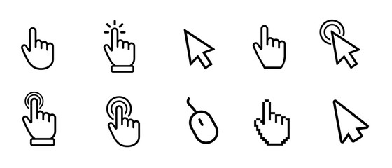 Poster - vector hand cursors icons click set