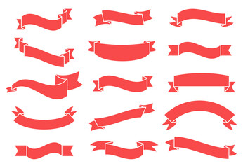 Wall Mural - Banners and ribbons set isolated on white background. Collection of trendy banners and ribbons for web site, tag, label, sticker, and badge. Creative art concept, vector illustration