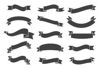 Wall Mural - Banners and ribbons set isolated on white background. Collection of trendy banners and ribbons for web site, tag, label, sticker, and badge. Creative art concept, vector illustration