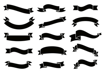 Wall Mural - Banners and ribbons set isolated on white background. Collection of trendy banners and ribbons for web site, tag, label, sticker, and badge. Creative art concept, vector illustration