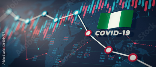 Cuadros en Lienzo COVID-19 Coronavirus Nigeria Economic Impact Concept Image.