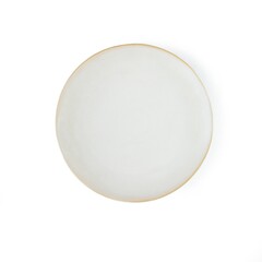 Wall Mural - High angle shot of a round ceramic plate isolated on a white background