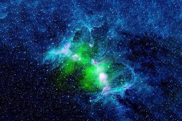 a beautiful green galaxy in deep space. elements of this image were furnished by nasa.