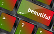 © fotoscool - beautiful word on keyboard key, notebook computer button