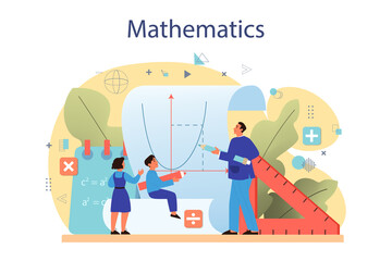 Wall Mural - Math course concept. Learning mathematics, idea of education