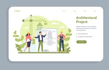 Fototapete - Architecture web banner or landing page. Idea of building project