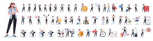 Set Of Business Woman Or Office Worker Character With Various Poses