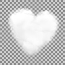 Realistic Heart Shaped White Cloud With Transparency