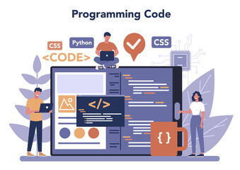 Programming online service or platform. Coding, testing and writing