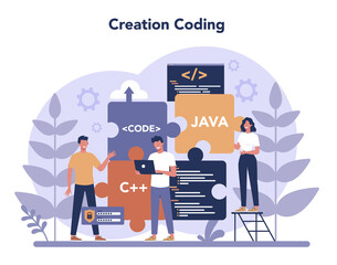 Software developer concept. Idea of programming and coding,